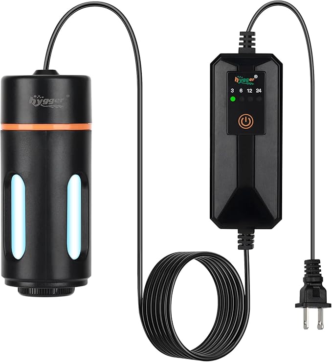 hygger Aquarium U-V Light with Timer, 360° Protective Shield Clean Light for Green Water and Algae Clean, Mini Algae Control Lamp for Freshwater and Saltwater Tank (5W for 13-40 Gallon)