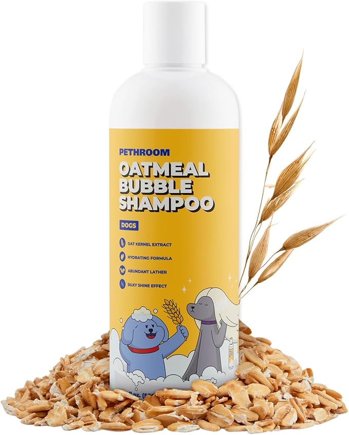[PETHROOM] Premium Oatmeal Dog Shampoo for Itchy Sensitive Skin Relief – 500ml | Hypoallergenic Dog Shampoo with Oat, Hemp, Lavender & Milk Protein, Dry Skin Treatment, and Allergy Relief (Oatmeal)