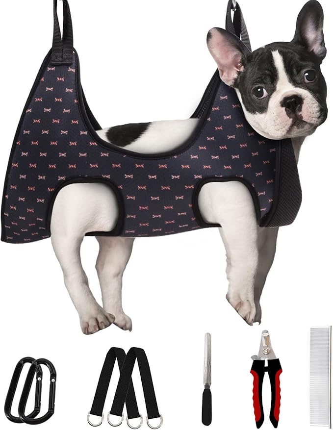 Supet Dog Grooming Hammock Harness for Cats Dogs, Relaxation Pet Grooming Hammock Restraint Dog & Small Animal Leashes Sling for Grooming Helper for Nail Trimming Clipping