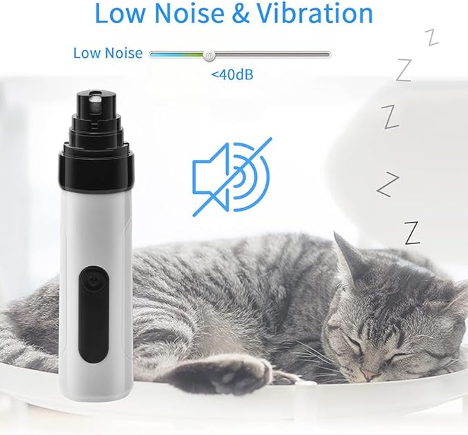 Heusom Silent Groom Pro Nail Grinder, Heusom Dog Nail Trimmer, Rechargeable USB Charging Pet Nail Grinder, 2 Grinding Heads, Electric Dog Nail Clippers Pet Paws Grooming Smoothing Tool