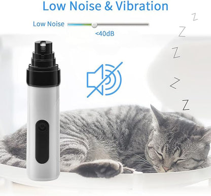 Heusom Silent Groom Pro Nail Grinder, Heusom Dog Nail Trimmer, Rechargeable USB Charging Pet Nail Grinder, 2 Grinding Heads, Electric Dog Nail Clippers Pet Paws Grooming Smoothing Tool