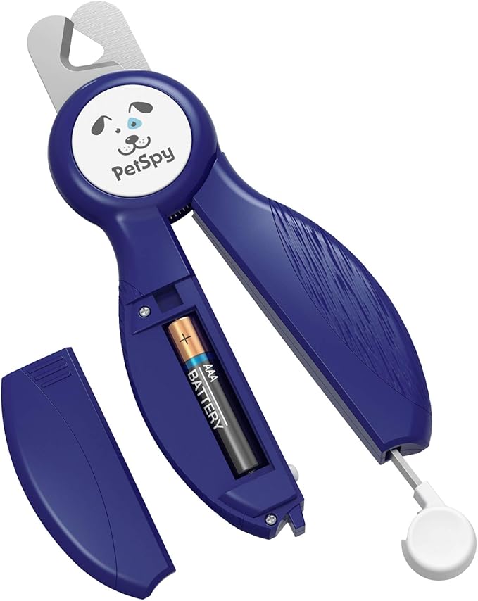 Newest Dog Nail Clippers with LED Guide Light, Professional Claw Care Pet Nail Clipper & Trimmer with Nail File, Razor Sharp Blades, Home Grooming Tool Kit for Animals (Dark Blue)