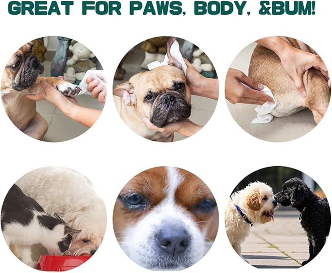 Pet Grooming Wipes for Dogs and Cats 80ct Hypoallergenic Dog Wipes Cleaning Deodorizing for Paws, Body and Butt