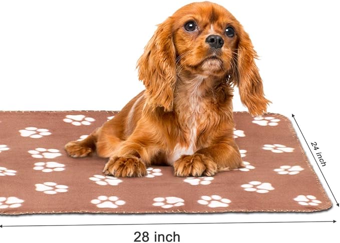 Comsmart Dog Blankets for Small Dogs, 6 Pack Puppy Blanket Cute Paw Print Pet Blanket for Dog, Puppy, Cat, Kitten, 24x28 inches, Brown