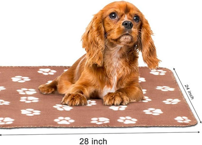 Comsmart Dog Blankets for Small Dogs, 6 Pack Puppy Blanket Cute Paw Print Pet Blanket for Dog, Puppy, Cat, Kitten, 24x28 inches, Brown