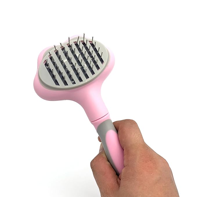 Hair Remover Self Cleaning Dog Brush for Shedding, Deshedding, Grooming, Deshedder Slicker Brushes for Short Hair Dogs and Cats (Pink)