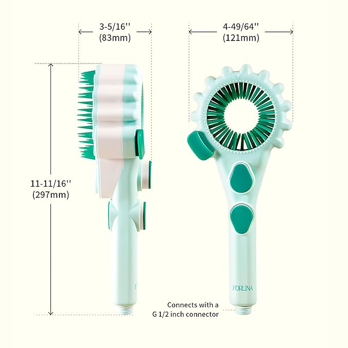 Forlina multi-functional dog shower attachment | one handed operation dog shampoo brush with low joint stress | Large