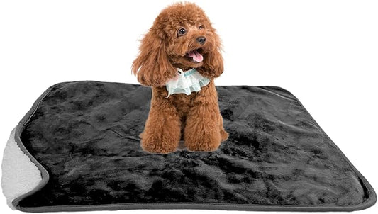 Bucephalus Waterproof Dog Blanket, Thick Reversible Soft Pet Blankets for Couch Bed Protection, Pee Proof Sherpa Fleece Blanket for Small Medium Large Dogs Puppy Cats Washable (Black, 25"_35")