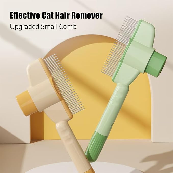 Pet Brush, Hair Grooming Brush Removal Comb, Cat Dog Brush for Massaging and Cleaning Shedding, Multifunctional with Release Buttonï¼_ellow