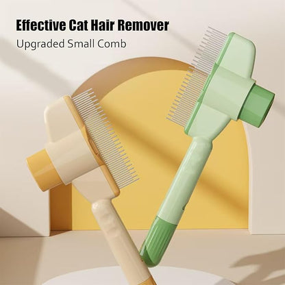 Pet Brush, Hair Grooming Brush Removal Comb, Cat Dog Brush for Massaging and Cleaning Shedding, Multifunctional with Release Buttonï¼_ellow