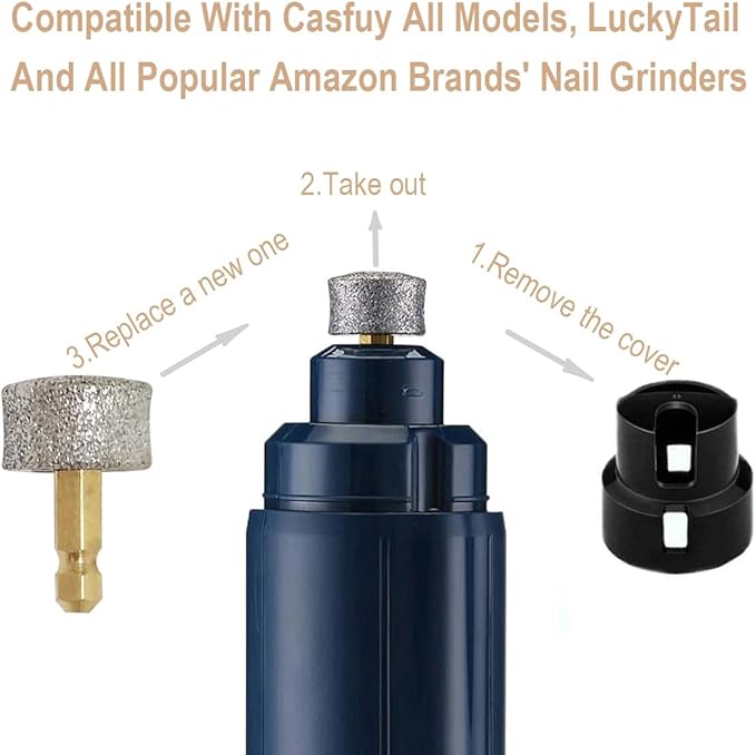 Dog Nail Grinder Replacement Heads/Tips - Designed for Large Dog with Thick, Tough Nails - for Casfuy, LuckyTail and Most Brands' Cat/Pet/Dog Nail Grinders