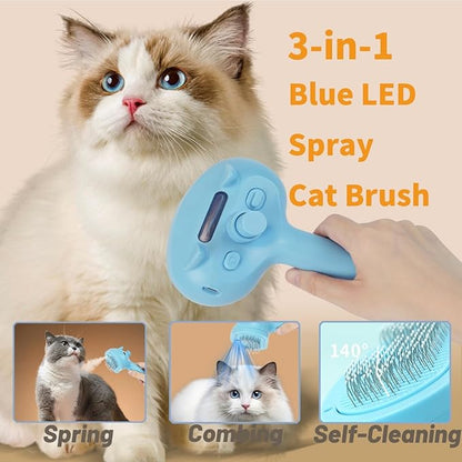 3 In 1 Grooming Brush For Cats & Dogs Spray Brush Carrying Water,Steam Generating Comb&Pets Cleansing Tools Cleaning&Massaging&Hair Removal -Gift For Pets (white)