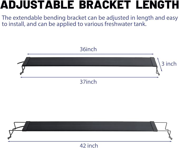 WaterRebirth Wireless Remote Full Spectrum Aquarium LED Light Strip - Ultra-Thin Design with Timer & RGB Modes for Fish Tank Plants(36-42“)