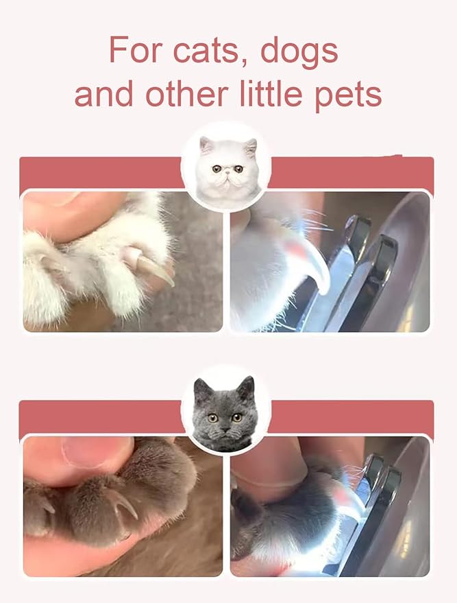 Dogs Nail Clipper Trimmer with LED light Grooming Tools for Pets 1#pink
