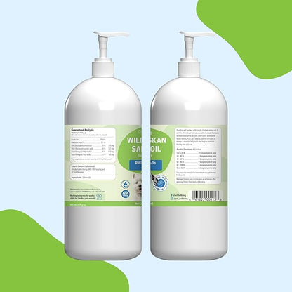 Pet Wellbeing Wild Alaskan Salmon Oil for Dogs - Wild-Caught, Cold-Processed, Daily Omega-3 Fish Oil for Healthy Coat and Skin, Joint Mobility and Strength - EPA, DHA - 16 fl oz (473 ml)