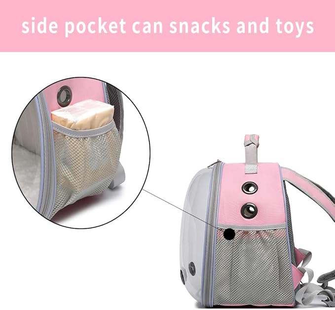 Bunny Carrier, Guinea Pig Carrier,Small Animal Carrier Backpack for Rabbit,Bearded Dragon, Lizard,Hamster,Kitten. Breathable Pet Travel Cage Bag (Pink)