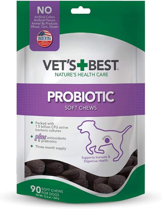 Vet's Best Probiotic Soft Chews Dog Supplement, Supports Dog Digestive Health, Promotes a Healthy Gut, 90 Day Supply