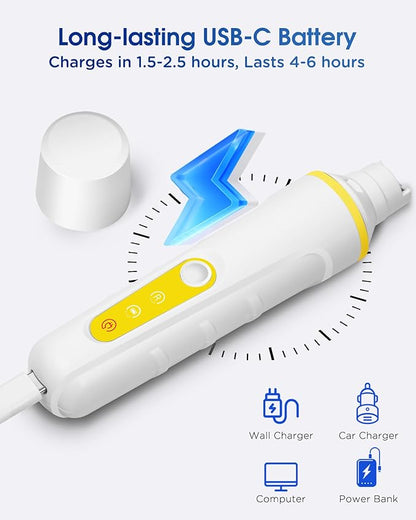 Dog Nail Grinder with Enhanced LED Light  Super Quiet, 2-Speed, USB-C Rechargeable, LED Smart Display, 3 Grinding Options, Pet Nail Trimmer for Dogs Cats and All Pet Sizes