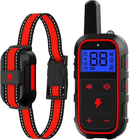 Dog Training Collar Electric Dog Collar with 4 Training Modes and Rechargeable Remote Waterproof Range 3300Ft for Small Medium Large Dogs(Red)
