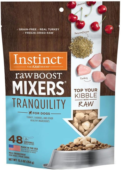 Instinct Raw Boost Mixers Freeze Dried Dog Food Toppers for Dry Food, Grain Free Dog Food Toppers with Turkey for Dogs - Tranquility, 12.5 oz
