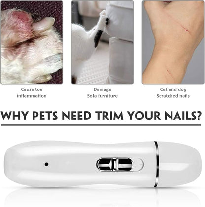 Electric Dog Nail Grinder, 2-Speed Electric Rechargeable Pet Nail Trimmer Paws Grooming & Grinding Tool for Small Medium Large Dog & Cats, Includes USB Wire