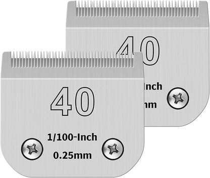 40# Pet Dog Grooming Detachable Ceramic Blades,Compatible with Andis,Oster A5,Wahl KM10 Clippers,Cut Length 1/100"(0.25mm)-2 PCS