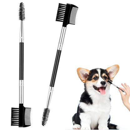 2 Pcs Black Pet Tear Comb and Stain Remover, Dog Eye Comb, Double Head Facial Brush and Removal Tool for Small Dogs, Cats