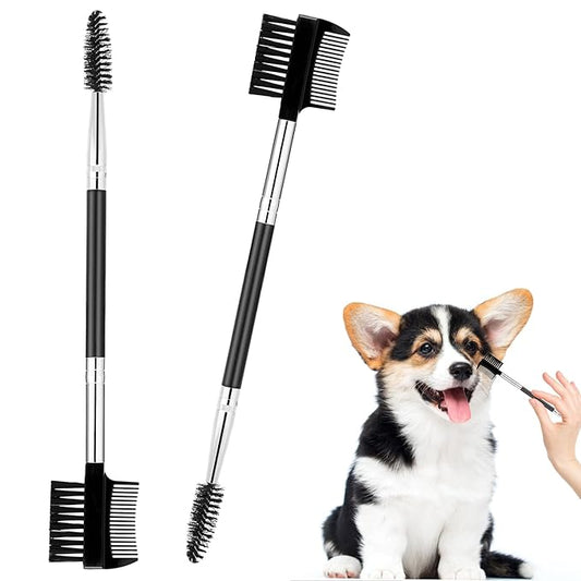 2 Pcs Black Pet Tear Comb and Stain Remover, Dog Eye Comb, Double Head Facial Brush and Removal Tool for Small Dogs, Cats