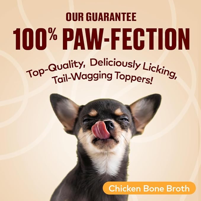 Chicken Bone Broth for Dogs - Collagen Protein Supplement for Digestion, Mobility, Coat, Immunity, Healthy Dog Food Topper, Human Grade Meal Boost Gravy, Just Add Water, Made in USA, 12 oz