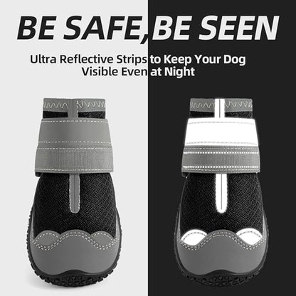 Dog Shoes for Large Dogs, Medium Dog Boots & Paw Protectors for Hardwood Floors, Outdoor Dog Booties for Hot Pavement Winter Snow Hiking, Breathable Dog Shoes with Reflective Strips Size 3