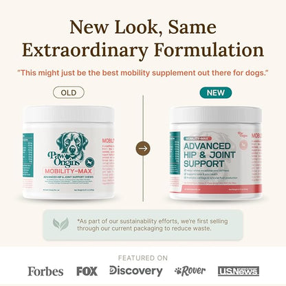 Paw Origins Mobility Max Joint Supplement for Dogs – 9-in-1 Blend with Glucosamine, Chondroitin, MSM & Vitamin C – Natural Bacon Flavor – Premium USA-Made Daily Formula for Active & Senior Pets