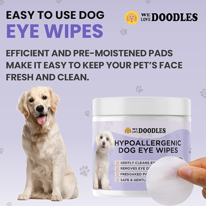 We Love Doodles 50 pcs Dog Teeth Cleaning Wipes & 150 pcs Dog Eye Wipes Bundle - Pet Dental Finger Wipes for Dogs, Freshens Breath Dog Dental Wipes, Pet Eye Wipes Pads & Safe Dog Eye Cleaner