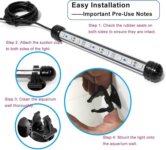 MQ 36 in Submersible LED Aquarium Light, 13W Color Changing Fish Tank Light with Remote Control, IP68 Crystal Glass 42 LEDs Lights Bar, for 38-45in Longest Side Tanks