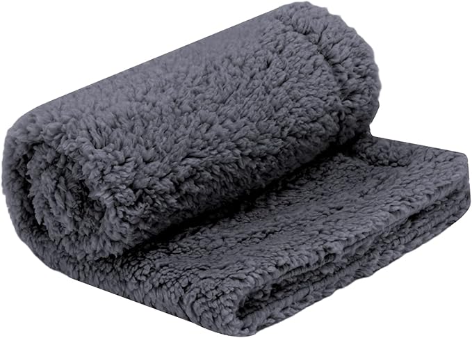 furrybaby Dog Blanket Soft Dog Blankets for Small Dogs Puppy Essentials Washable Fluffy Sherpa Fleece Cat Blanket 24x32 Inches for Bed Furniture Couch Sofa (Double-Layer Small, Grey)
