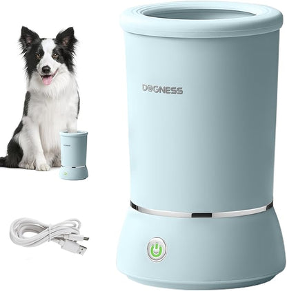 DOGNESS Automatic Dog Paw Cleaner, Rechargeable Paw Washer for Dogs Portable Electric Paw Cleaner Cup for Small to Medium Dogs (Light Blue)