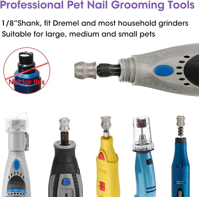 Pet Nail Grinder Trimmer for Dremel - Dog Nail Grinder Attachment Bit - 1/8'' Safe and Painless Nail Grinder Wheel for Dogs&Pets and Animals Toenail Care