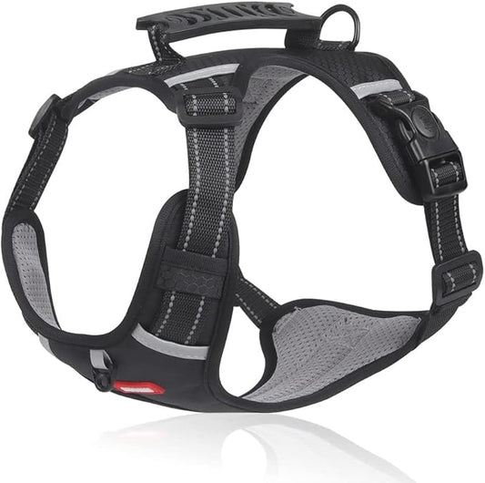 Dog Harness, No Pull Service Vest, Reflective Strips, Control Handle, Soft Padded, Adjustable and Comfortable for Easy Walking (Black, E-Small)