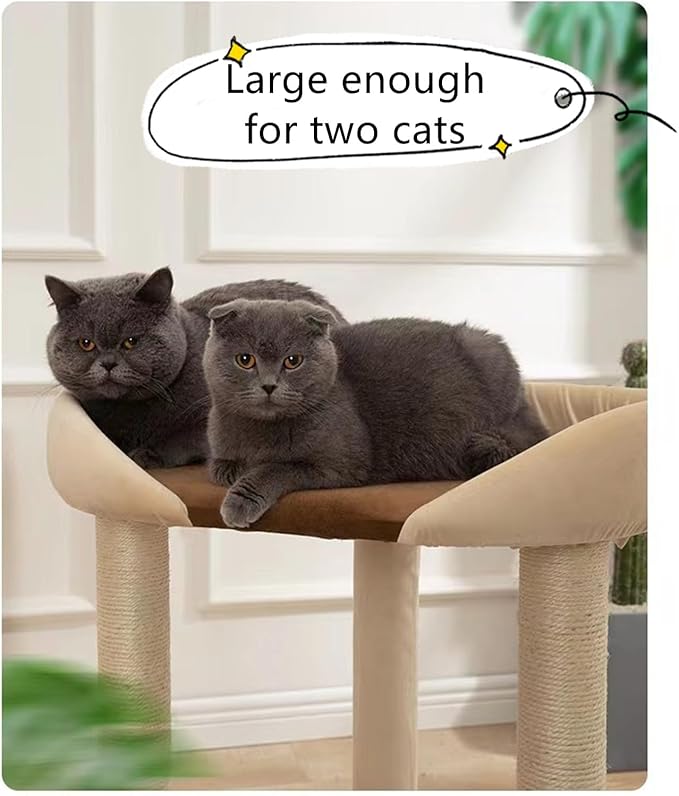 SHENGOCASE Modern Cat Tree Tower with Extra Large Platform Perch Bed for Maine Coon and Big Couch Sofa for Multiple Cats