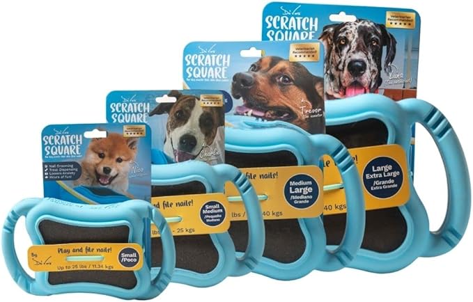 De' Vora Scratch Square - Dog Nail Scratch Board Treat Box | 5 in 1 Dog Scratch Pad for Nails | Dog Nail Scratch Board with Treat Box | Scratch Pad for Dogs Nail File | Dog Scratch Board for Nails M/L