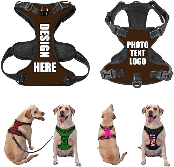 Personalized Dog Vests Customization for Puppy Medium Large Sized Dogs, Customize No Pull Dog Harnesses with Easy and Adjustable Wearing Buckles, Darkbrown, S