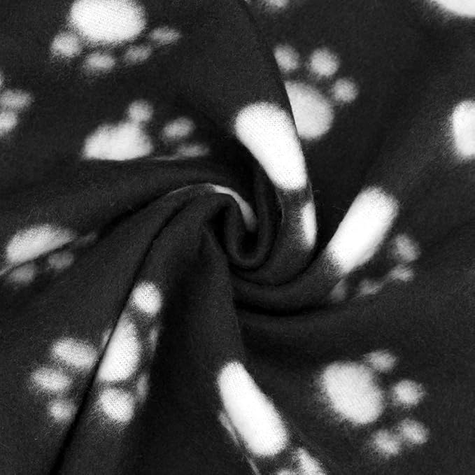 Comsmart Dog Blankets for Small Dogs, 6 Pack Puppy Blanket Cute Paw Print Pet Blanket for Dog, Puppy, Cat, Kitten, 39x35 inches, Black