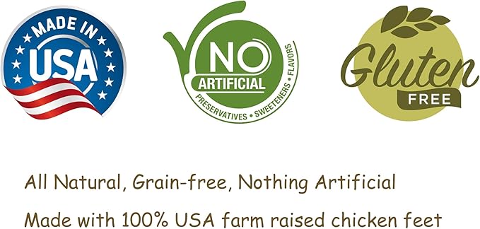 American Paws Dehydrated Chicken Feet Dog Treats, Only One Ingredient, No Additives, Made and Sourced in USA, (About 28-Pack), 1lb