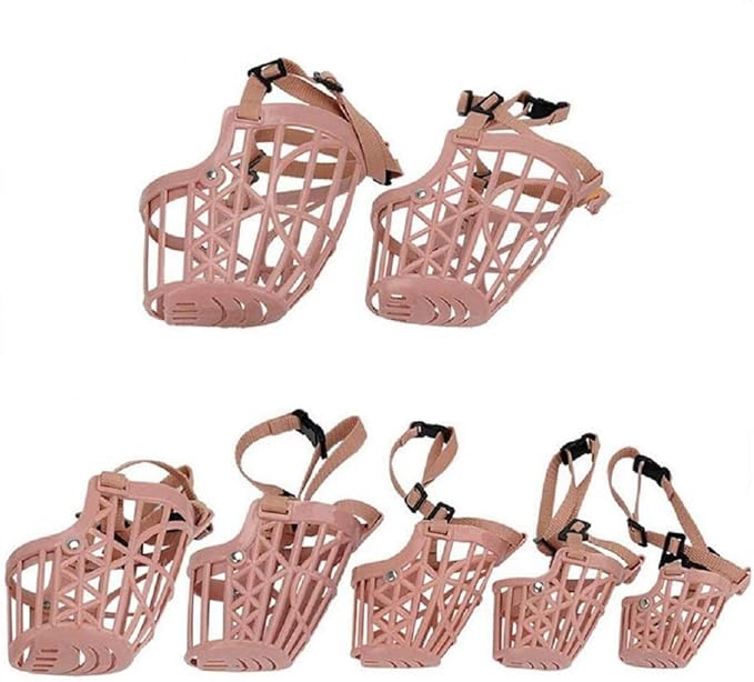 7pcs/Set Plastic Dog Muzzle, Anti Bite Adjustable Pet Basket, Dogs Training Mouth Cover Mesh Cage, Breathable Comfortable
