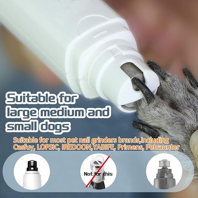 Dog Nail Grinder Wheels Head Bits 2PCS, Diamond Grinding Wheels Compatible for Casfuy, LOPSIC, YABIFE, LuckyTail, boomki, and Most Brands