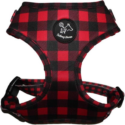 Dog Harness and Leash Set, No Pull Adjustable Soft Padded Vest, No Choke (Large, Red Plaid)