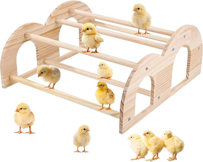Double Layer Wooden Chicken Perch, Baby Chick Roosting Bars in Coop and Brooder, Chicken Toys, Coop Accessories for Large Bird