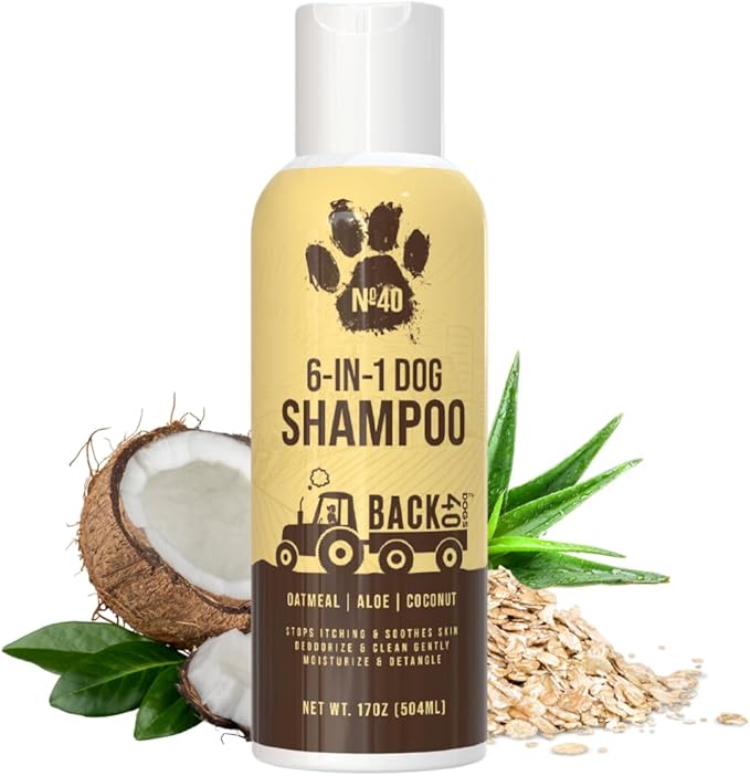 Natural Pet Shampoo - No. 40 Premium 6 in 1 Oatmeal Shampoo for Dogs - Moisturize, Deodorize & Soothe Sensitive Skin - Coconut, Aloe & Almond Oil Dog Wash & Pet Care