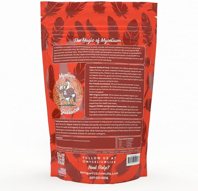 Mycelium Small Hookbill Food | Organic Bird Seed for Conures, Cockatiels, Lovebirds | Premium Mix with Pumpkin Seed, Buckwheat, Oat Groats, & Hemp | Supports Feather & Bone Health | Non-GMO 5 lb Bag