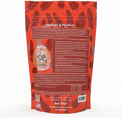 Mycelium Small Hookbill Food | Organic Bird Seed for Conures, Cockatiels, Lovebirds | Premium Mix with Pumpkin Seed, Buckwheat, Oat Groats, & Hemp | Supports Feather & Bone Health | Non-GMO 5 lb Bag