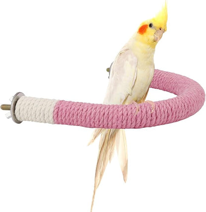 Hypeety Bird Perches Parrot U Shape Natural Wood Hemp Rope Stand Perch Bird Stick Paw Grinding Perch Birdcage Accessories Perch Standing Toy for Budgies Parakeet Cockatiel Conures